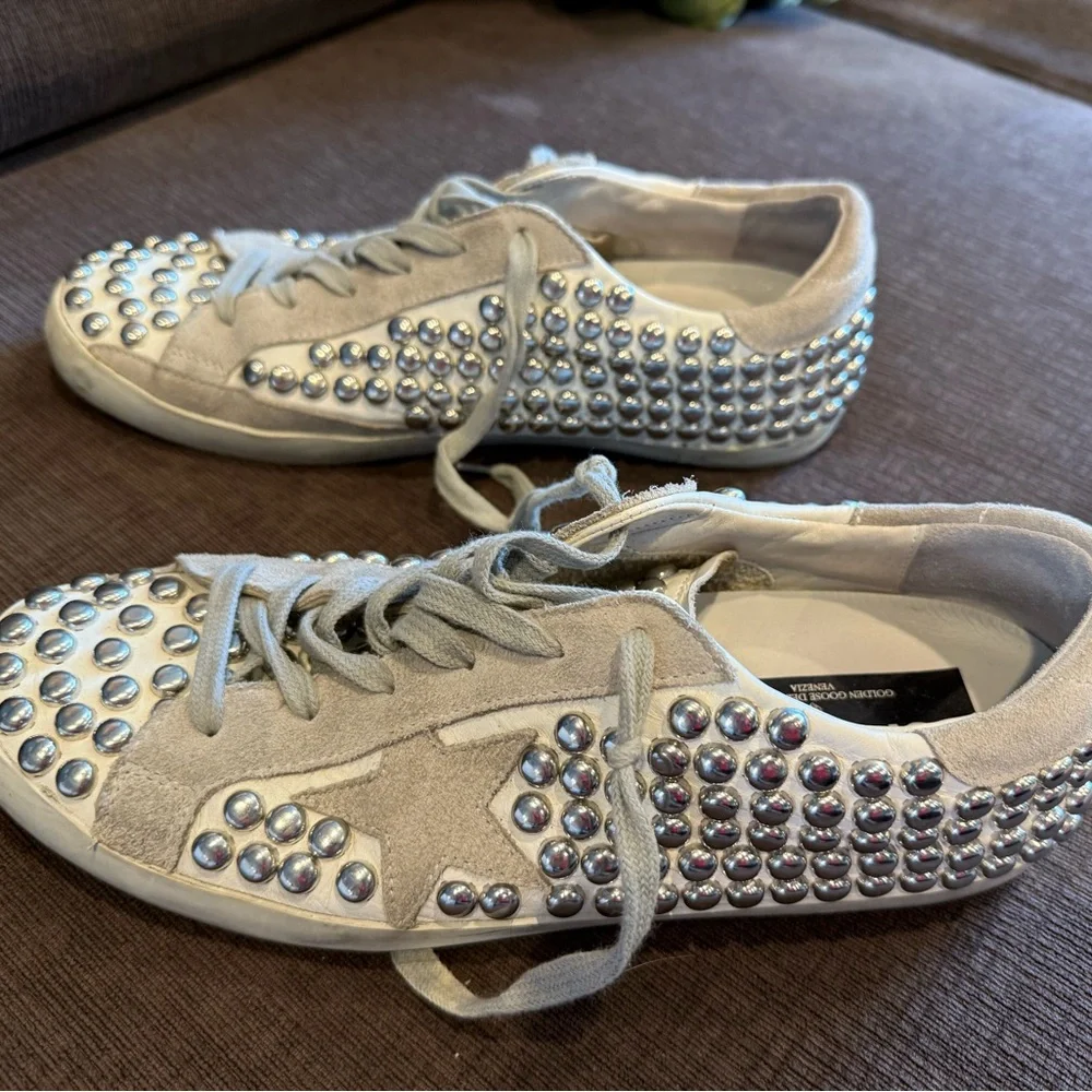 Golden Goose size41 Sneakers with silver studs- barely worn - Picture 2 of 8